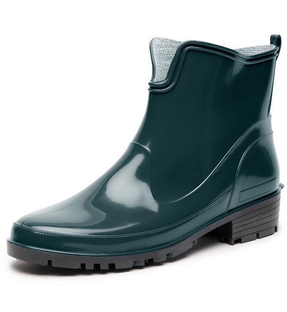 Ladeheid Gummistiefeletten LA-930 kurze Boots für Frauen Gummistiefel Damen wasserfest und bequem (Dunkelgrün)