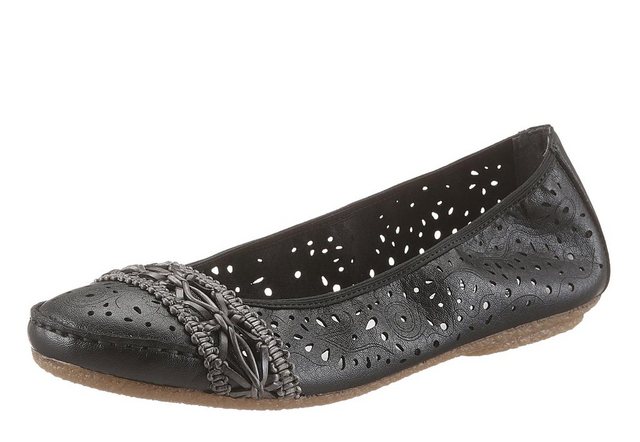 Rieker Ballerina Slipper, Flache Schuhe mit Rundum-Gummizug (schwarz)