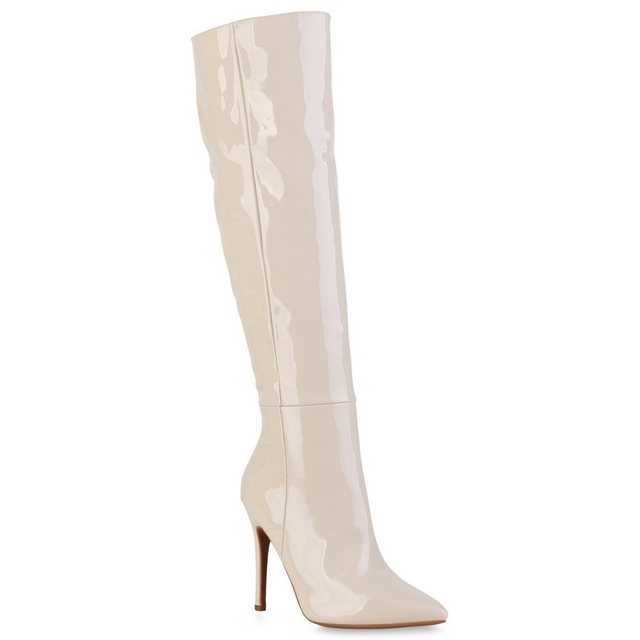 VAN HILL »839553« High-Heel-Stiefel Bequeme Schuhe (Beige Lack)