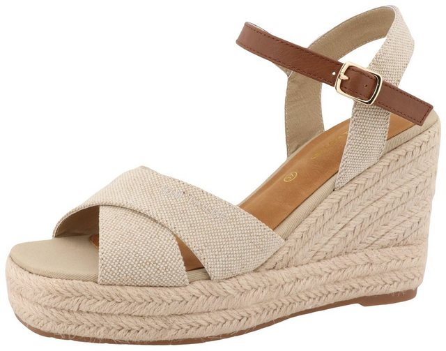 TOM TAILOR Jolanda High-Heel-Sandalette, Sommerschuh, Sandale, Keilabsatz, mit verstellbarem Ristriemchen (beige|braun)