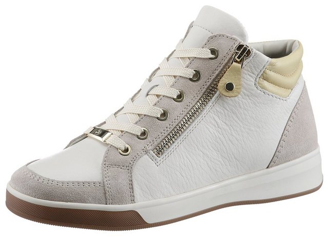 Ara ROM Schnürboots, Keilabsatz, High Top-Sneaker, Freizeitschuh mit Reißverschluss (creme-hellbeige-hellgelb)