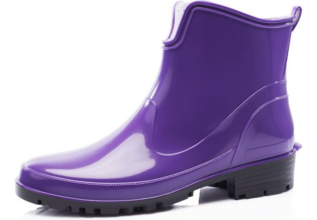 Ladeheid Gummistiefeletten LA-930 kurze Boots für Frauen Gummistiefel Damen wasserfest und bequem (Violett)