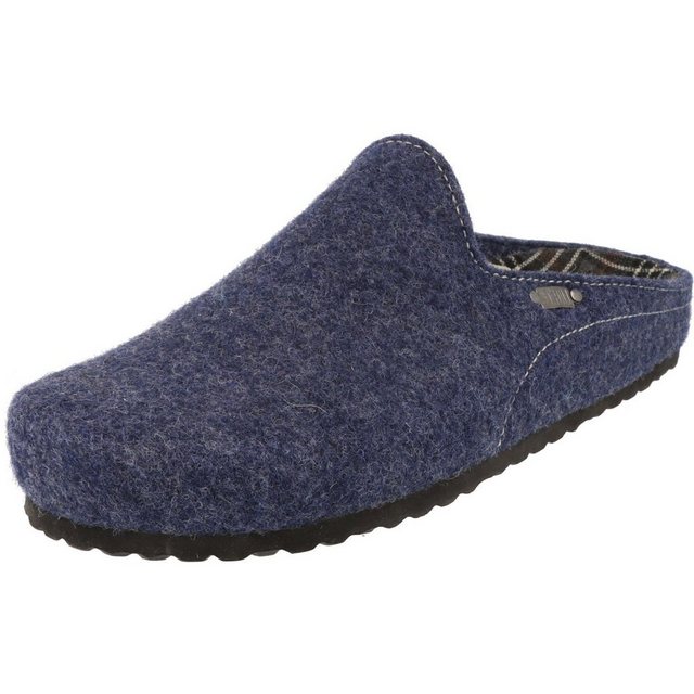 SUPERSOFT Herren Schuhe Clogs 511-086 Filz klassische Pantoffeln Hausschuh gepolstert (blau)