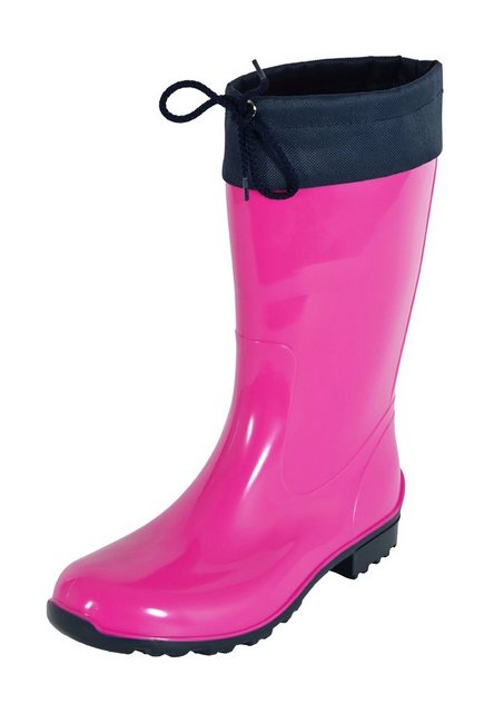 Regenliebe de Fieselregen Gummistiefel mit Stulpe halblang farbenfroh und wasserdicht (fuchsia/dunkelblau)