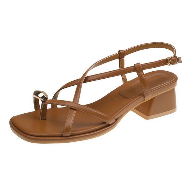 SUNEE Sandalen mit hohen Absätzen, Flip-Flops, Metallschnalle High-Heel-Sandalette (1-tlg., elegantes Geschäft) Ein Wort Schnalle (braun)