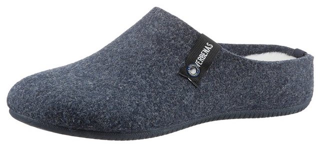 VERBENAS York Fieltro Pantoffel, Hausschuh, Homeslipper, Clog mit Warmfutter-Innensohle (dunkelblau)