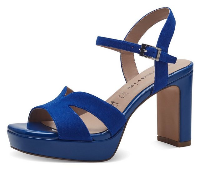 Tamaris High-Heel-Sandalette, Sommerschuh, Abendschuh, Blockabsatz, mit ANTIshokk-Absatz (blau)