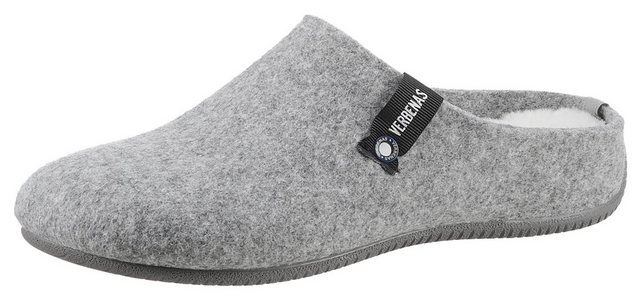 VERBENAS York Fieltro Pantoffel, Hausschuh, Homeslipper, Clog mit Warmfutter-Innensohle (grau)