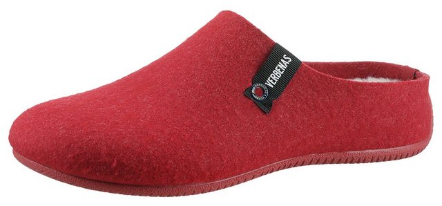 VERBENAS York Fieltro Pantoffel, Hausschuh, Homeslipper, Clog mit Warmfutter-Innensohle (rot)