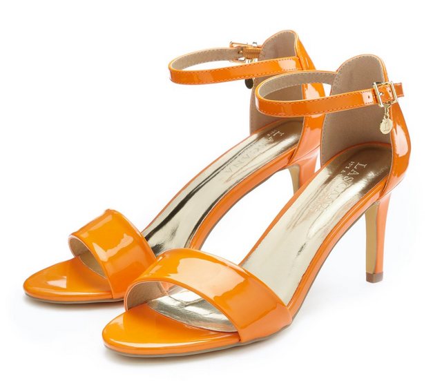 LASCANA High-Heel-Sandalette im zeitlosen Design, Riemchensandalette VEGAN (orange)