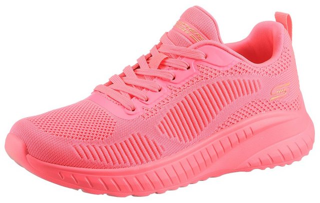 Skechers BOBS SQUAD CHAOS-COOL RYTHMS Sneaker in veganer Verarbeitung, Freizeitschuh, Halbschuh, Schnürschuh (neonpink)