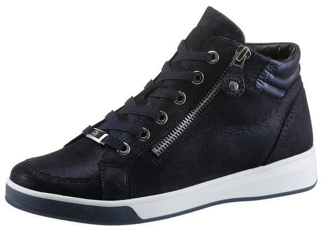 Ara ROM Schnürboots, Keilabsatz, High Top-Sneaker, Freizeitschuh mit Reißverschluss (blau)