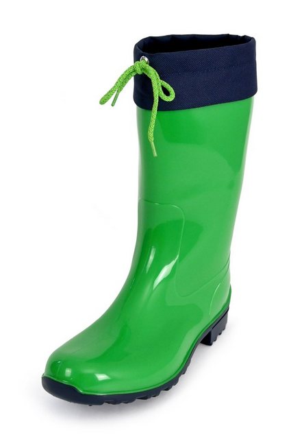 Regenliebe de Fieselregen Gummistiefel mit Stulpe halblang farbenfroh und wasserdicht (hellgrün/dunkelblau)