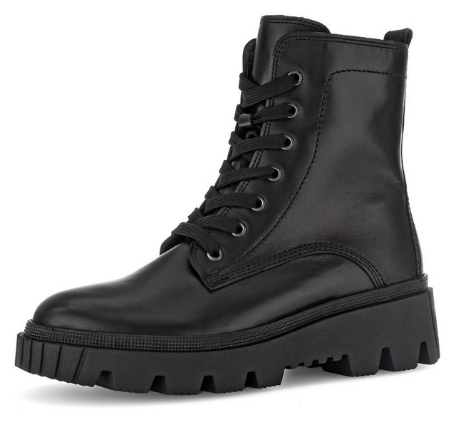 Gabor Schnürboots, Plateau, Schnürstiefelette, Chunky Boots mit Innenreißverschluss (schwarz)