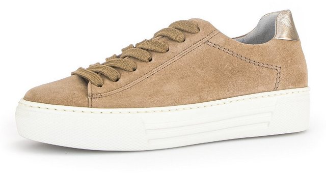 Gabor FLORENZ Plateausneaker mit dezenten Kontrastbesatz, Freizeitschuh, Halbschuh, Schnürschuh (beige)