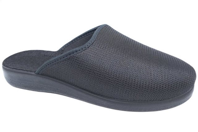 PADERO Damen Pantolette Hausschuh für breite Füße (Schwarz-08)