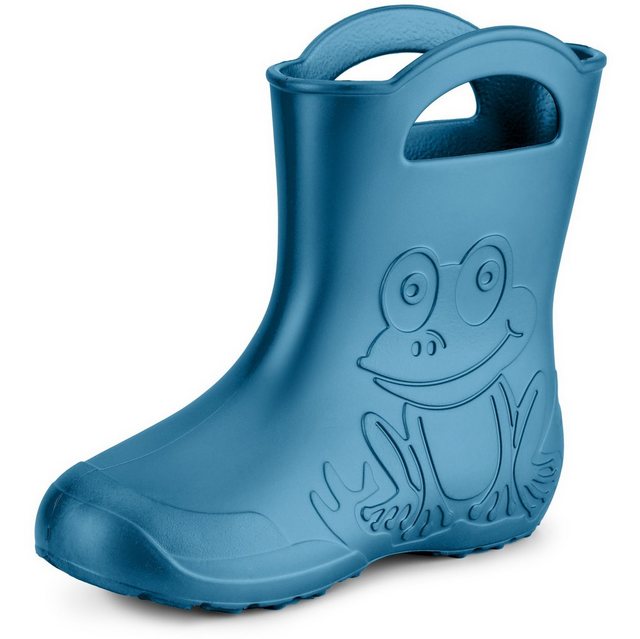 Ladeheid EVA Regenschuhe für Frauen LA-CA-09 Gummistiefel Damen federleichte Gartenschuhe mit Griffen (Metallisches Blau)