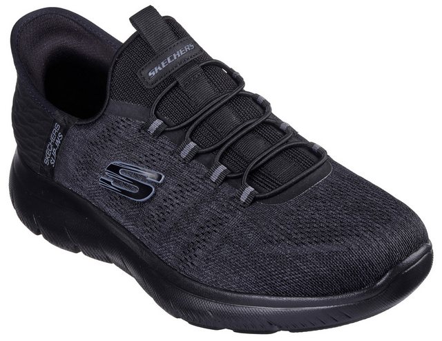 Skechers SUMMITS-KEY PACE Slip-On Sneaker Slipper, Freizeitschuh, Halbschuh in veganer Verarbeitung (schwarz uni)