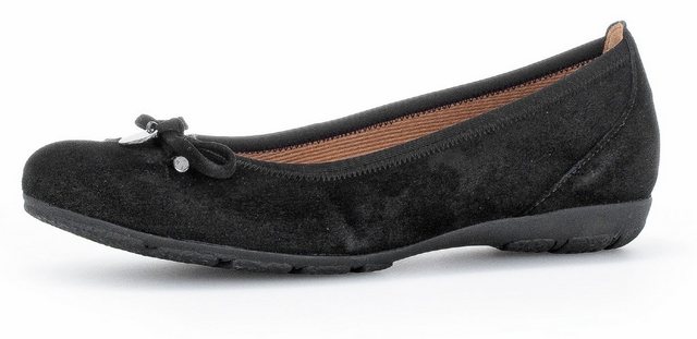 Gabor Ballerina Flache Schuhe, Business Schuhe mit Hovercraft Luftkammern-Laufsohle (schwarz)