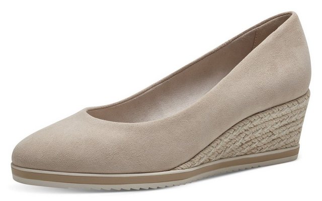 Tamaris Keilpumps, Schlupfschuh, Halbschuh, Jute-Kordel am Keilabsatz, in schmaler Form (beige)