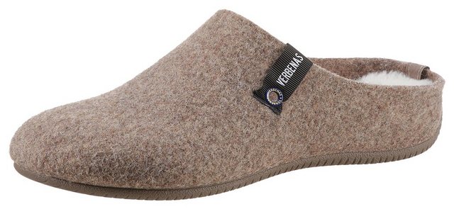 VERBENAS York Fieltro Pantoffel, Hausschuh, Homeslipper, Clog mit Warmfutter-Innensohle (braun)