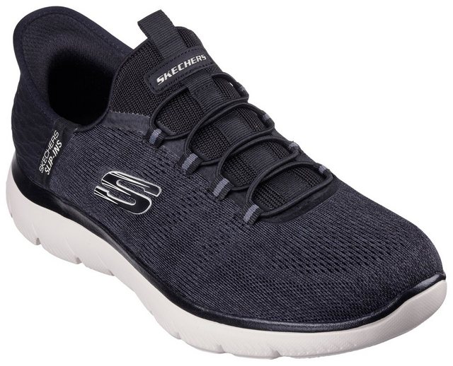 Skechers SUMMITS-KEY PACE Slip-On Sneaker Slipper, Freizeitschuh, Halbschuh in veganer Verarbeitung (schwarz)