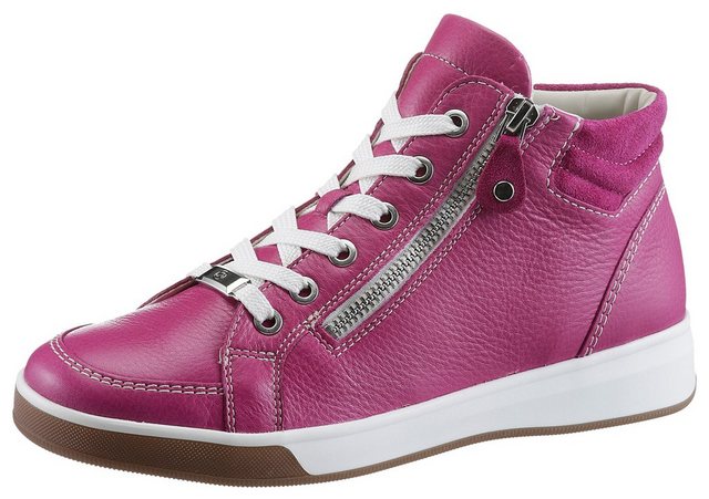 Ara ROM Schnürboots, Keilabsatz, High Top-Sneaker, Freizeitschuh mit Reißverschluss (rosa)