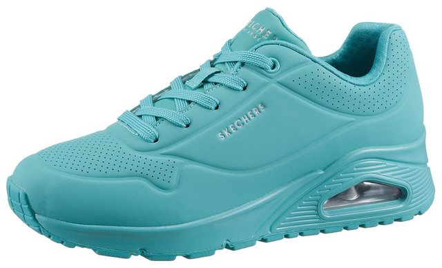 Skechers Uno - Stand on Air Wedgesneaker mit feiner Perforation (türkis)